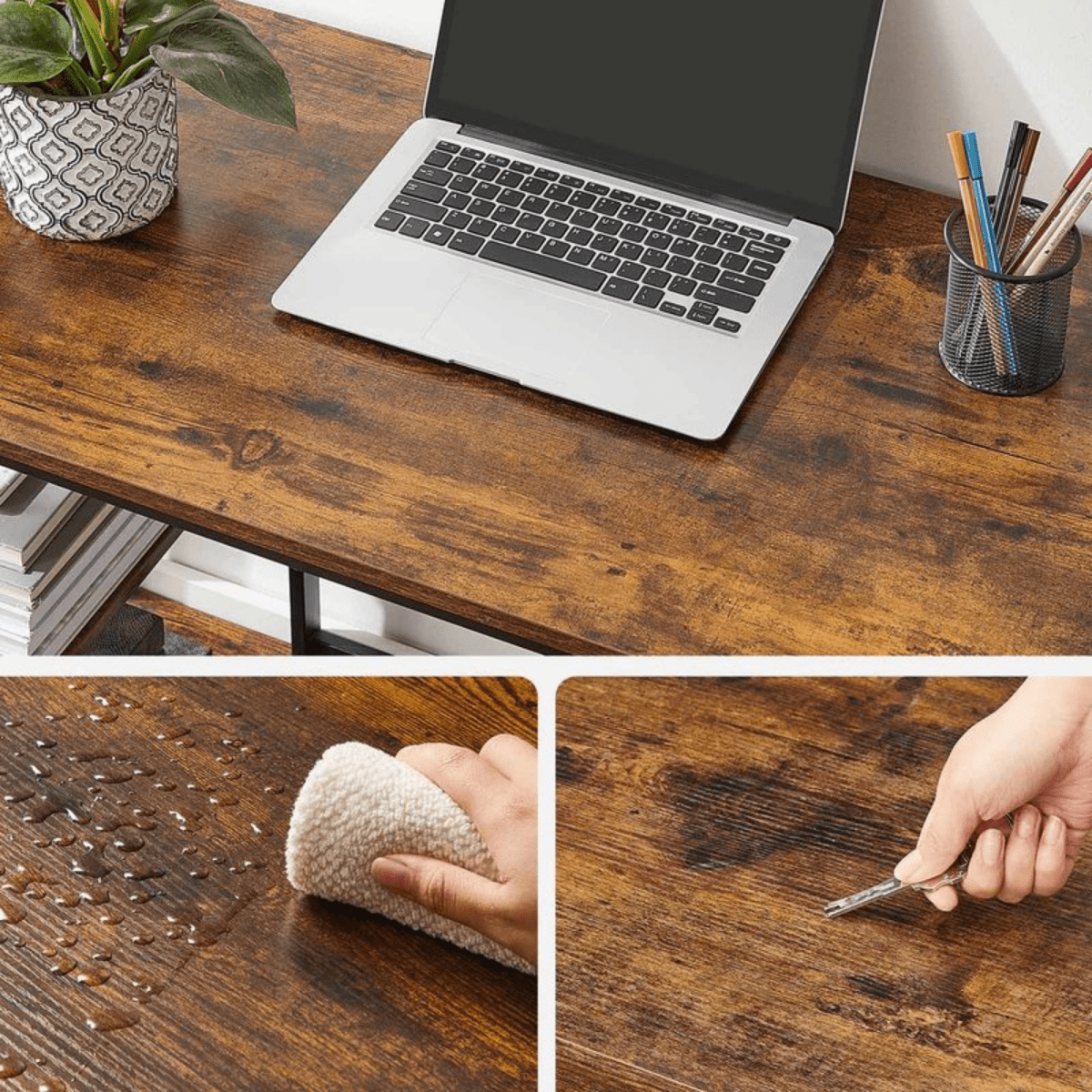 Schreibtisch 100 × 50 cm – Milo – mit 2 Ablagen im Industrie - Design - nestful