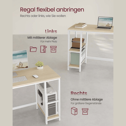 Schreibtisch 100 × 50 cm – Milo – mit 2 Ablagen im Industrie - Design - nestful