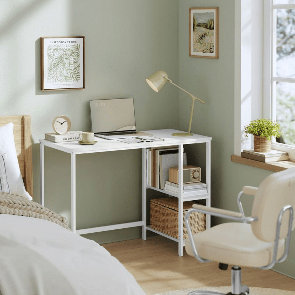 Schreibtisch 100 × 50 cm – Milo – mit 2 Ablagen im Industrie - Design - nestful