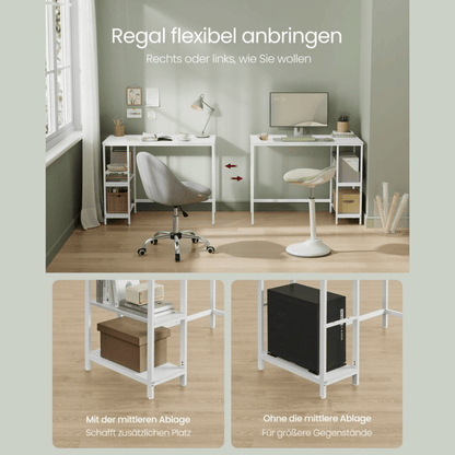 Schreibtisch 100 × 50 cm – Milo – mit 2 Ablagen im Industrie - Design - nestful