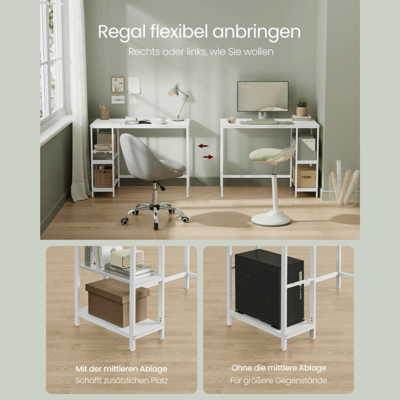 Schreibtisch 100 × 50 cm – Milo – mit 2 Ablagen im Industrie - Design - nestful