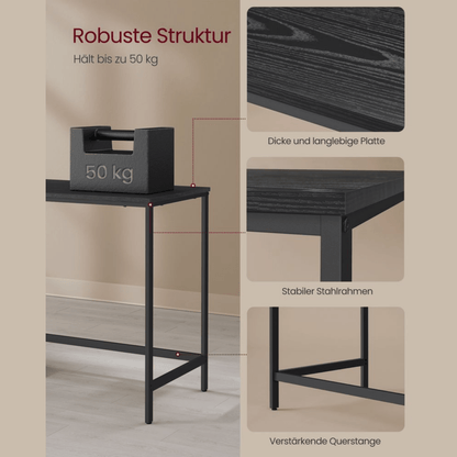 Schreibtisch 100 × 50 cm – Milo – mit 2 Ablagen im Industrie - Design - nestful