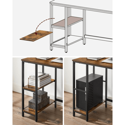 Schreibtisch 100 × 50 cm – Milo – mit 2 Ablagen im Industrie - Design - nestful