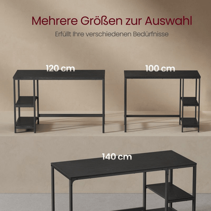Schreibtisch 100 × 50 cm – Milo – mit 2 Ablagen im Industrie - Design - nestful