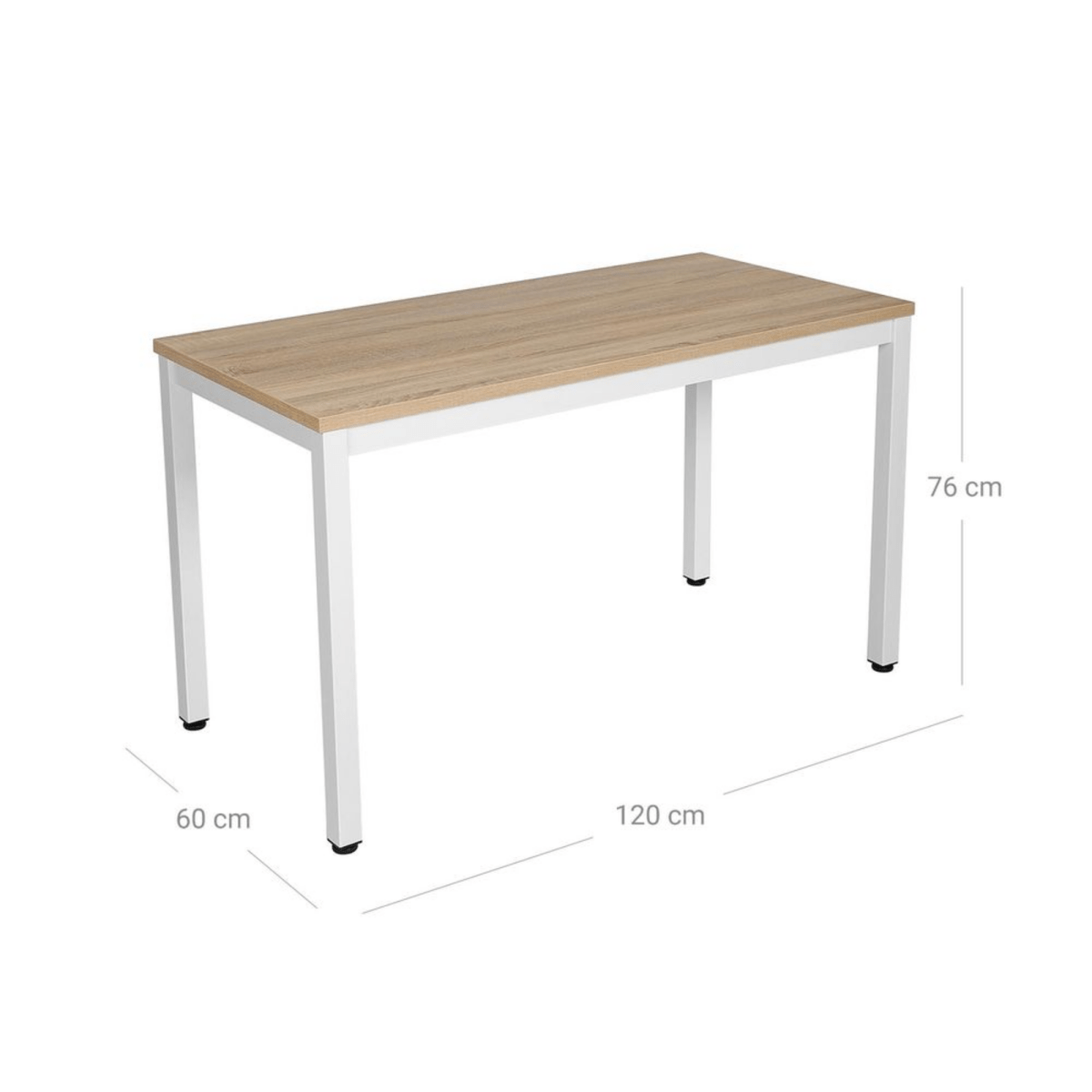 Schreibtisch 120 × 60 cm – Elio – stabiler Bürotisch in Weiß & Holzoptik - nestful