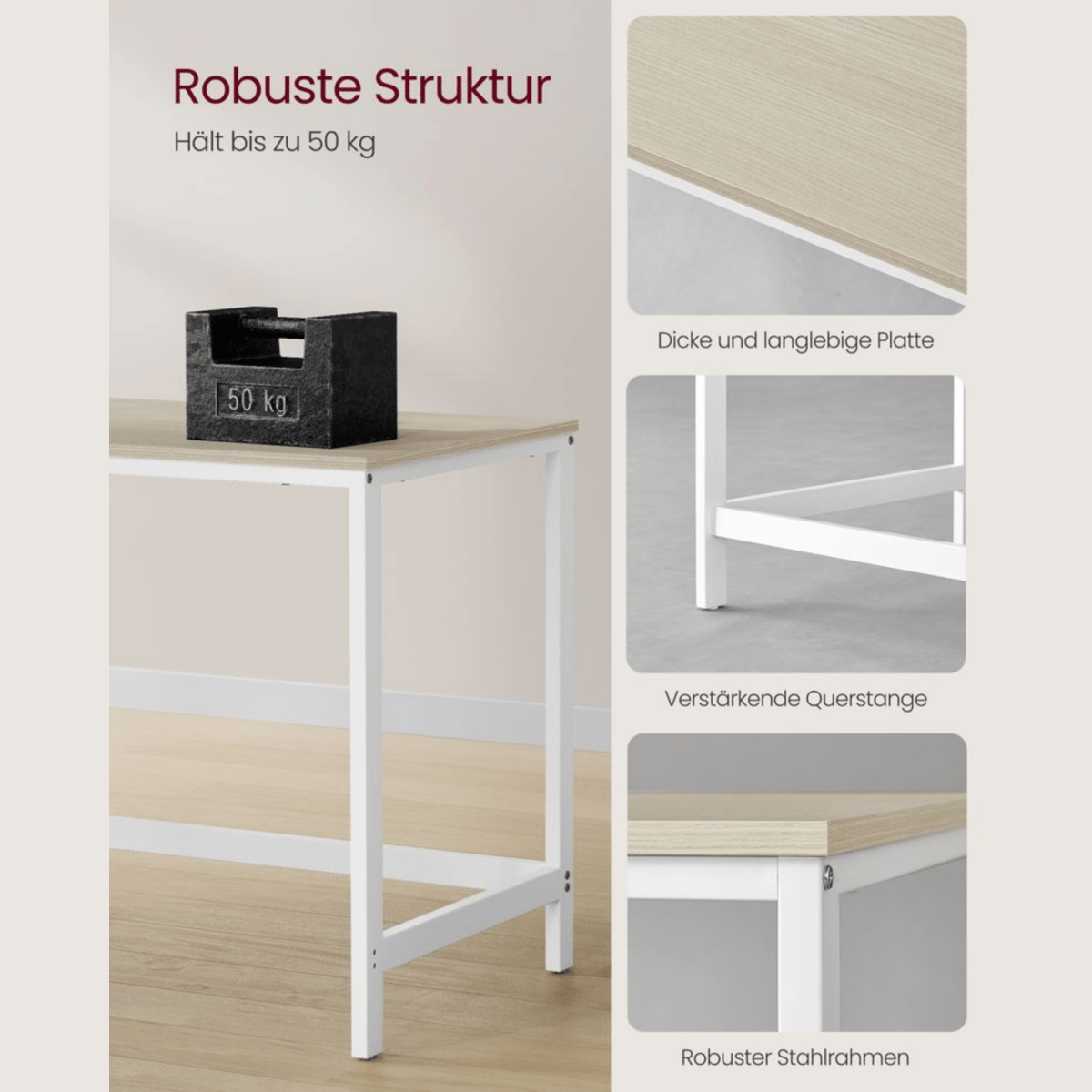 Schreibtisch 120 × 60 cm – Enzo – mit 2 Ablagen im Industrie - Design - nestful