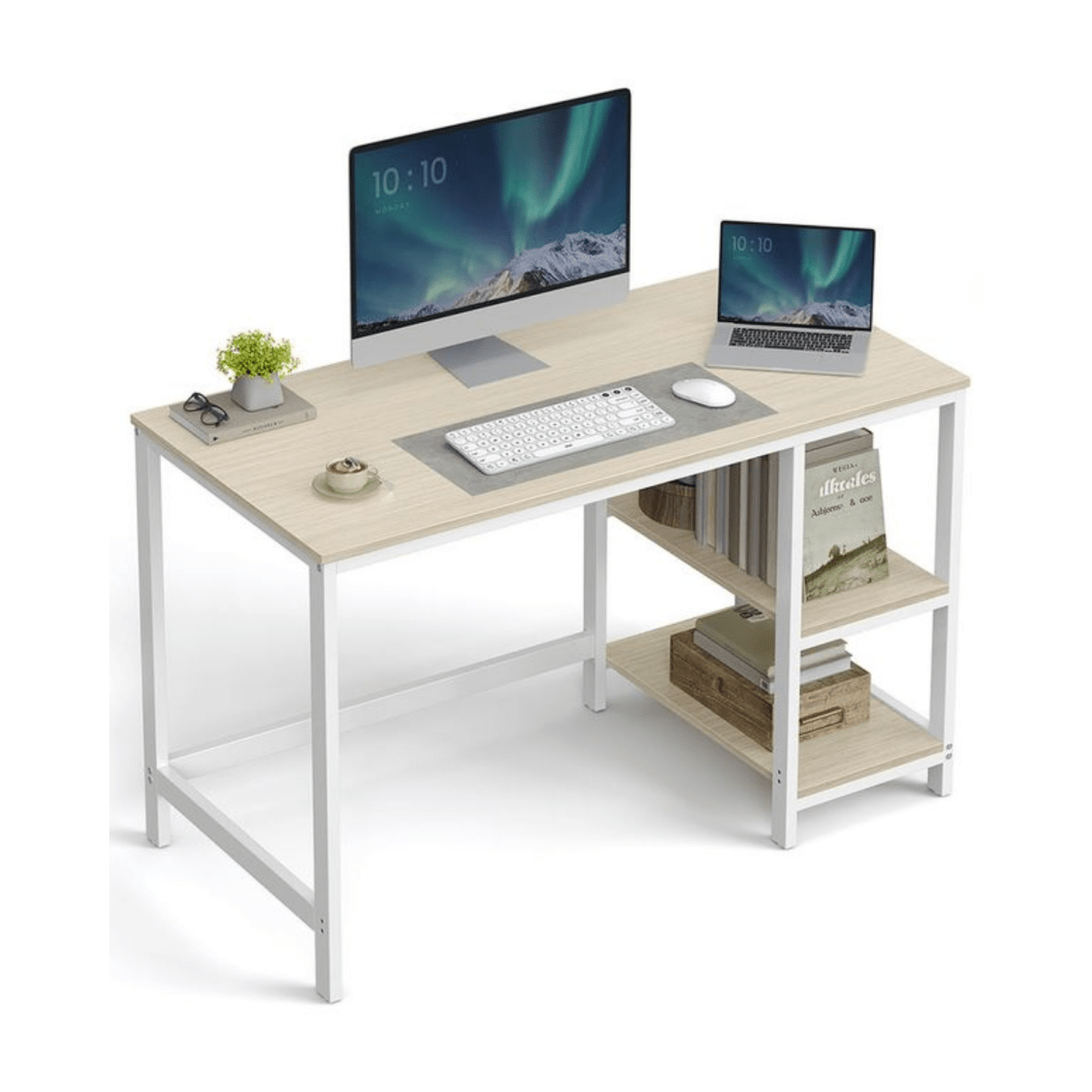 Schreibtisch 120 × 60 cm – Enzo – mit 2 Ablagen im Industrie - Design - nestful