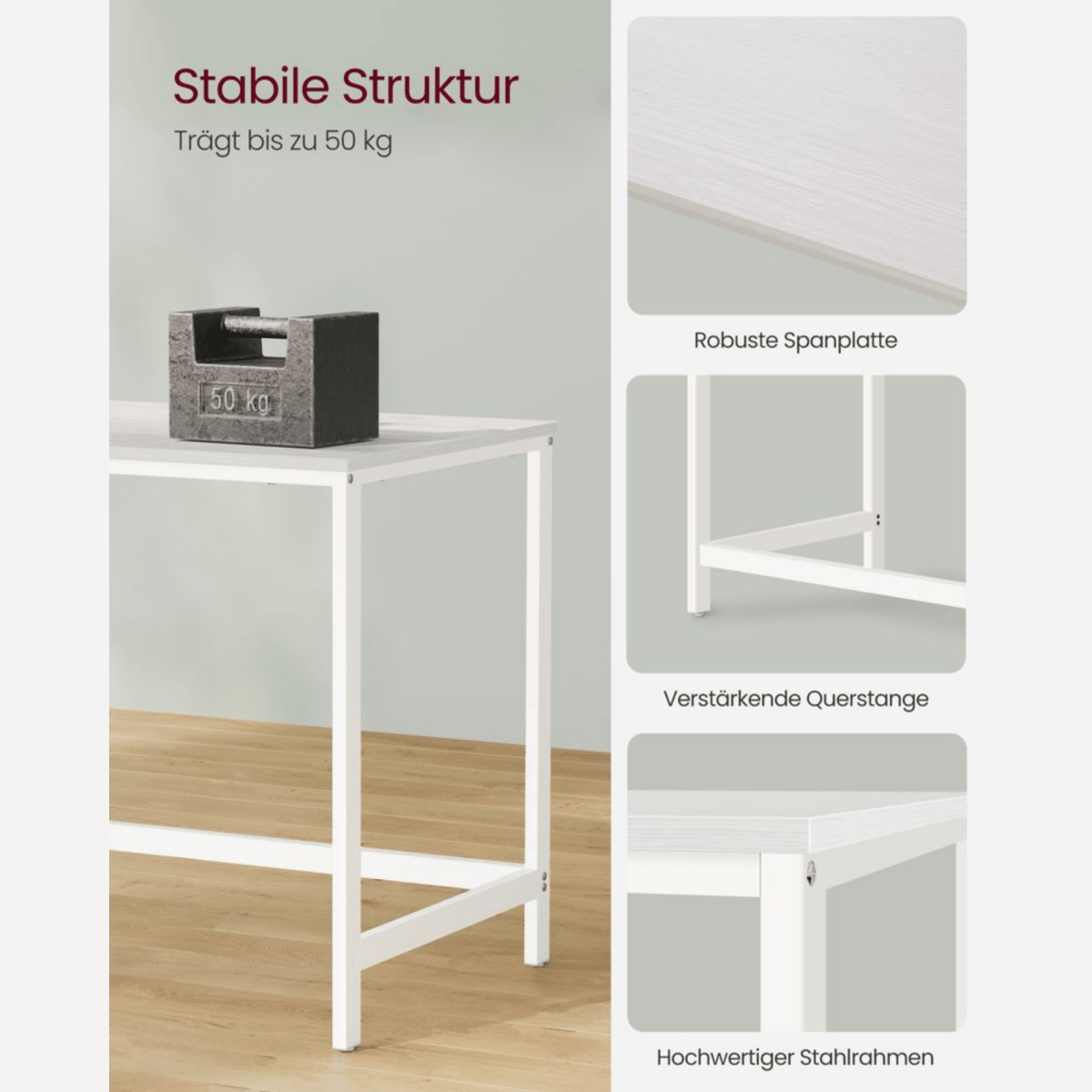 Schreibtisch 120 × 60 cm – Enzo – mit 2 Ablagen im Industrie - Design - nestful