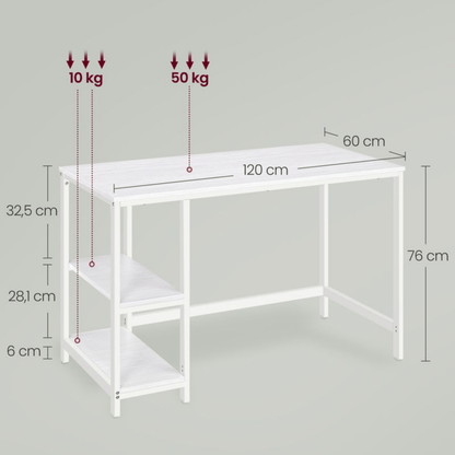 Schreibtisch 120 × 60 cm – Enzo – mit 2 Ablagen im Industrie - Design - nestful