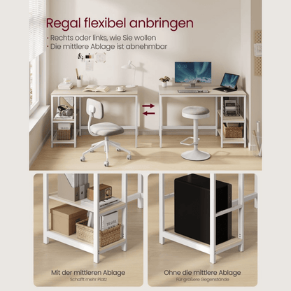 Schreibtisch 120 × 60 cm – Enzo – mit 2 Ablagen im Industrie - Design - nestful