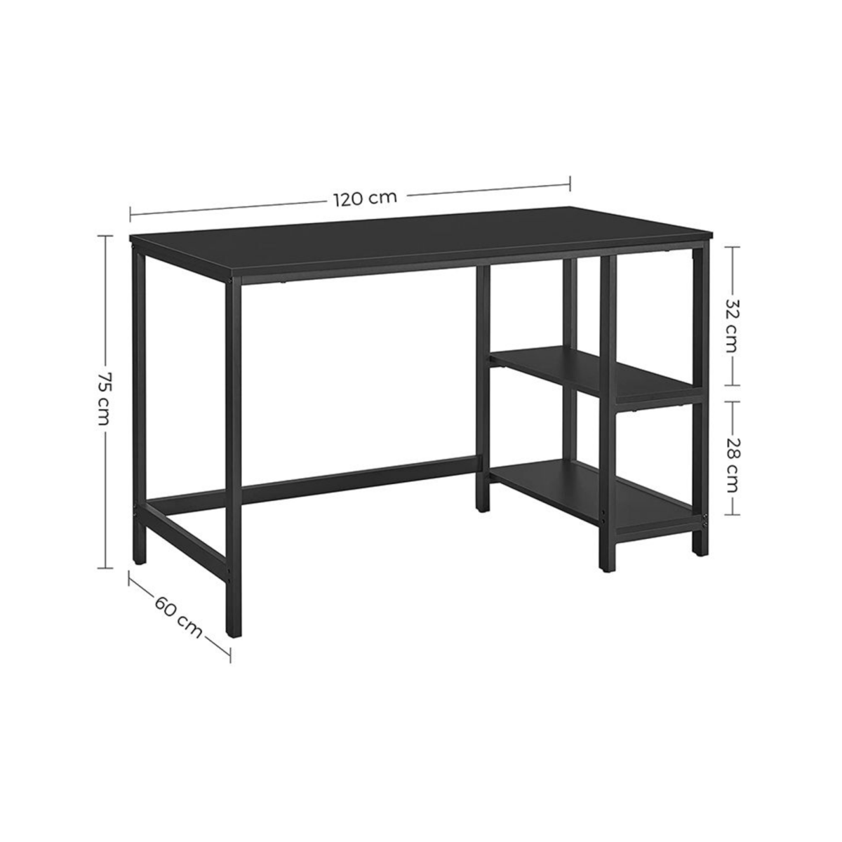 Schreibtisch 120 × 60 cm – Enzo – mit 2 Ablagen im Industrie - Design - nestful