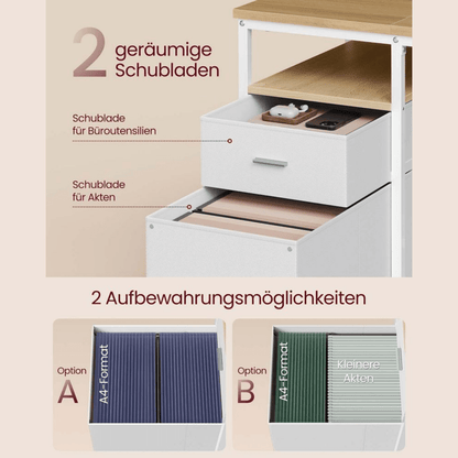 Schreibtisch 140 × 60 cm – Riva – mit 3 Ablagen & 2 Schubladen - nestful