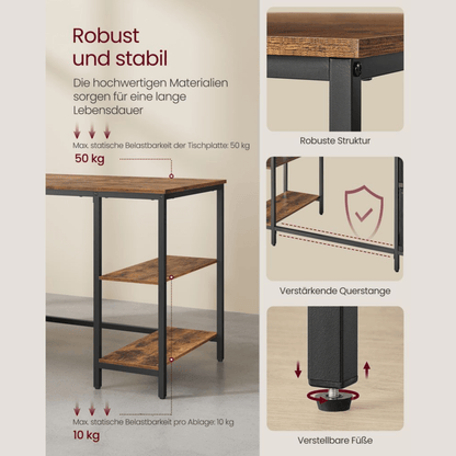 Schreibtisch 140 × 60 cm – Riva – mit 3 Ablagen & 2 Schubladen - nestful