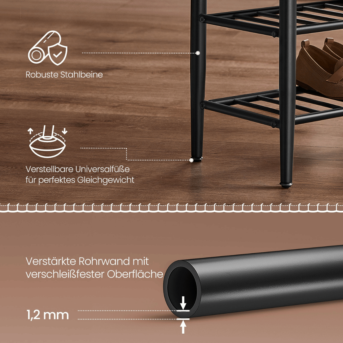 Schuhbank - Elena - mit Sitzbank - Karamellbraun - nestful