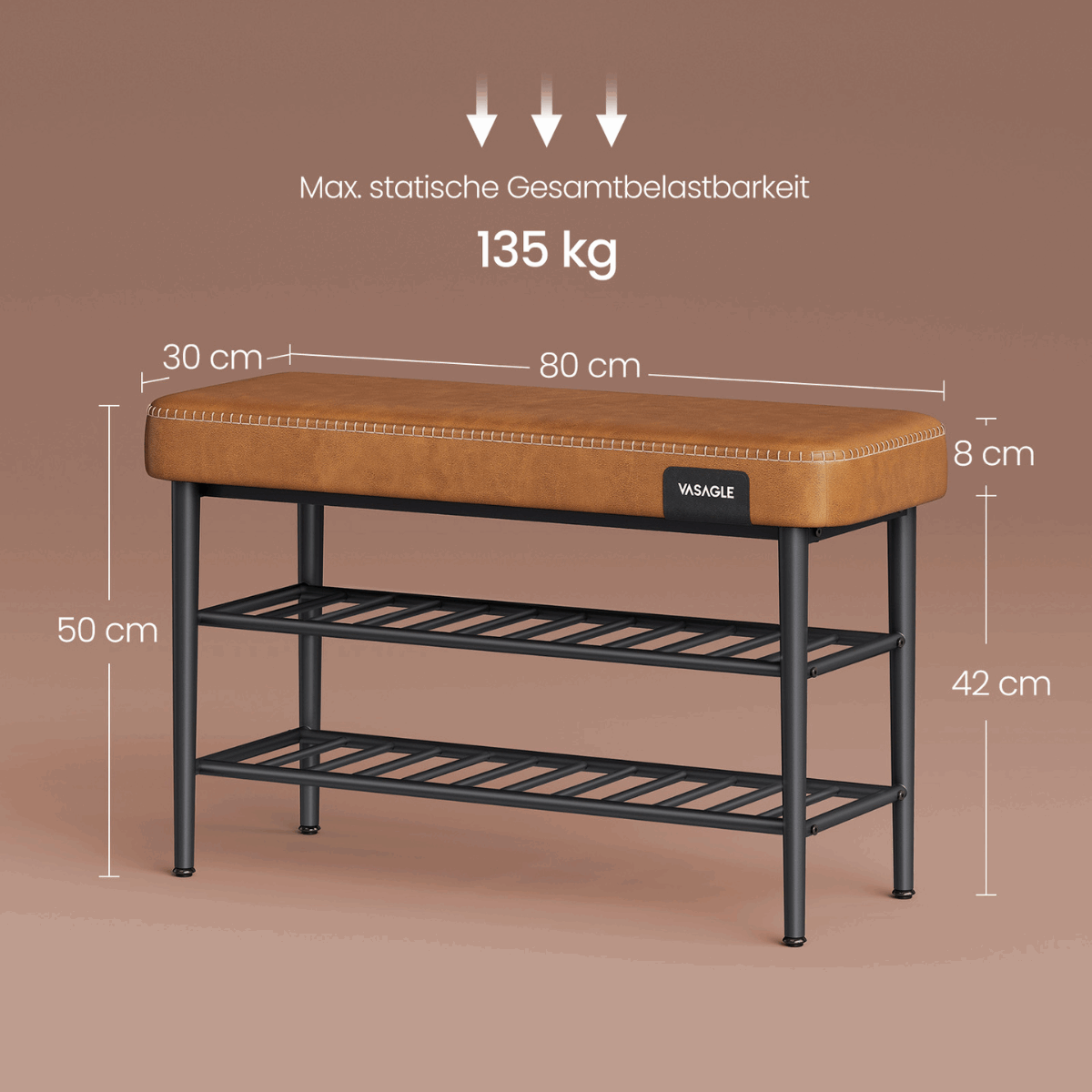 Schuhbank - Elena - mit Sitzbank - Karamellbraun - nestful