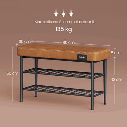 Schuhbank - Elena - mit Sitzbank - Karamellbraun - nestful