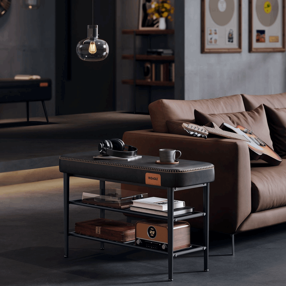 Schuhbank - Elena - mit Sitzbank - Tintenschwarz - nestful