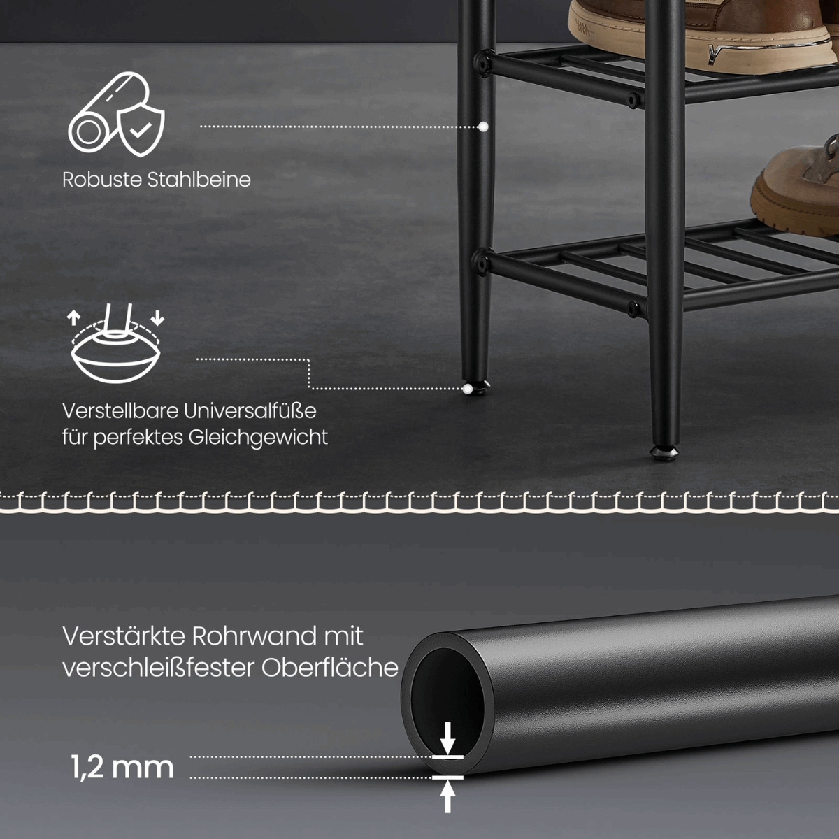 Schuhbank - Elena - mit Sitzbank - Tintenschwarz - nestful