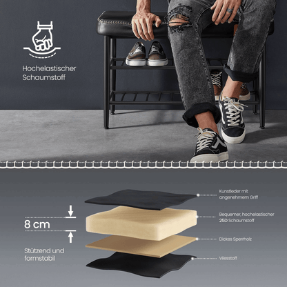 Schuhbank - Elena - mit Sitzbank - Tintenschwarz - nestful