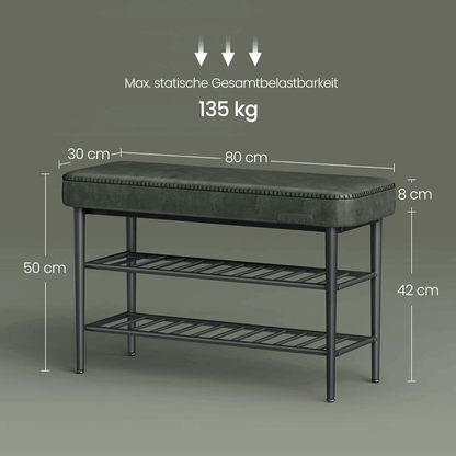 Schuhbank - Elena - mit Sitzbank - Waldgrün - nestful