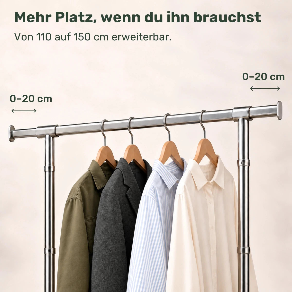Schwerlast-Kleiderständer auf Rollen Alex – 130 kg, ausziehbar - nestful