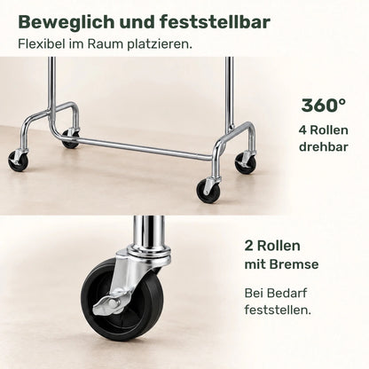 Schwerlast-Kleiderständer auf Rollen Alex – 130 kg, ausziehbar - nestful