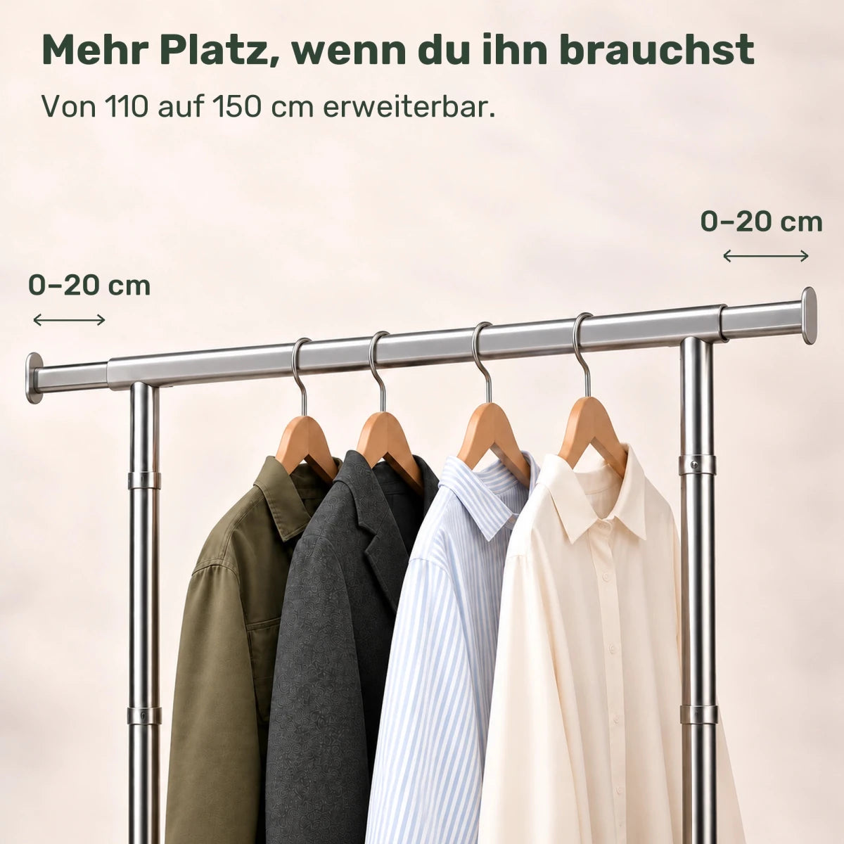 Schwerlast-Kleiderständer auf Rollen Alex – 130 kg, ausziehbar - nestful
