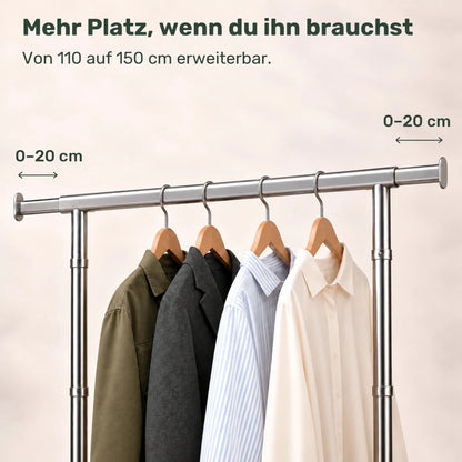 Schwerlast-Kleiderständer auf Rollen Alex – 130 kg, ausziehbar - nestful