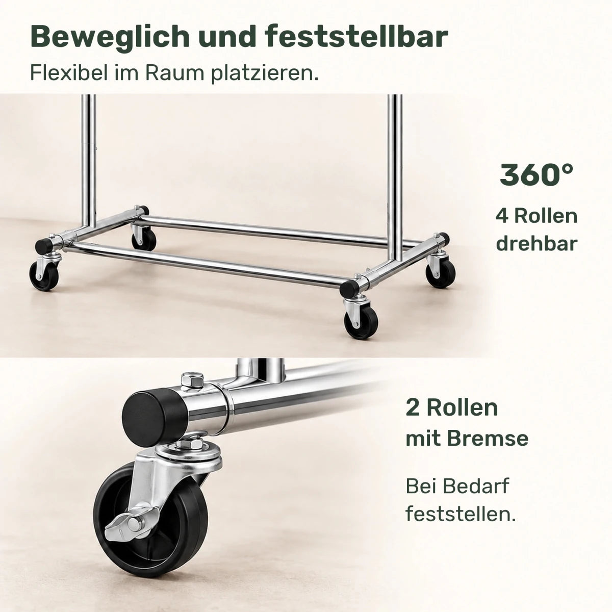 Schwerlast-Kleiderständer auf Rollen Ben – 100 kg, ausziehbar - nestful
