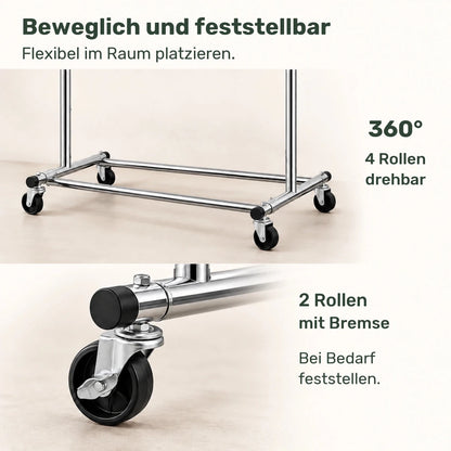 Schwerlast-Kleiderständer auf Rollen Ben – 100 kg, ausziehbar - nestful