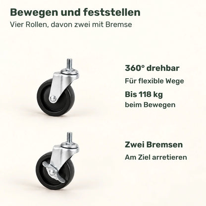 Schwerlast-Kleiderständer auf Rollen Luca – 200 kg, höhenverstellbar und ausziehbar - nestful