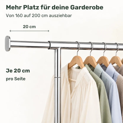Schwerlast-Kleiderständer auf Rollen Max – 110 kg, ausziehbar 160–200 cm - nestful