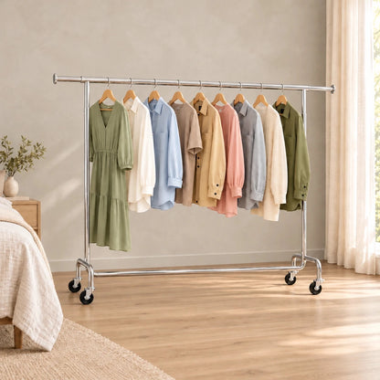 Schwerlast-Kleiderständer auf Rollen Max – 110 kg, ausziehbar 160–200 cm - nestful