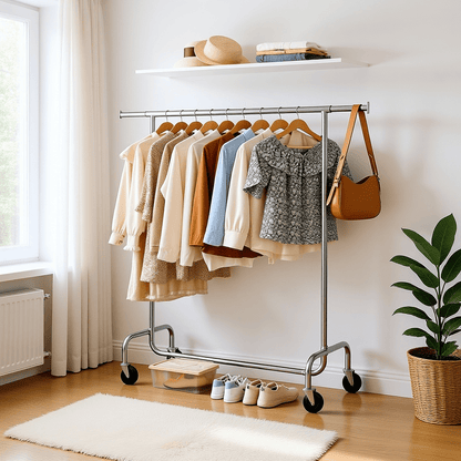 Schwerlast - Kleiderständer 130kg – Alex - Ausziehbar mit Rollen - nestful