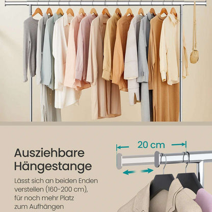 Schwerlast - Kleiderständer 45 x (160 - 200) x 162,9 cm – Max - Ausziehbar mit Rollen - nestful