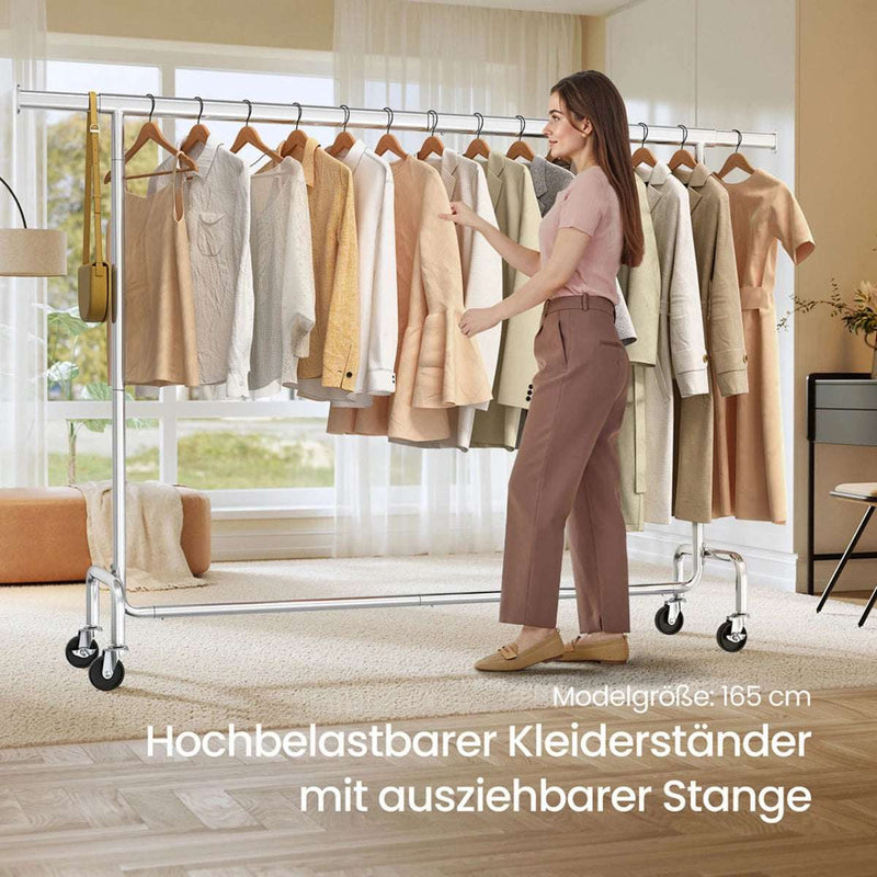 Schwerlast - Kleiderständer 45 x (160 - 200) x 162,9 cm – Max - Ausziehbar mit Rollen - nestful