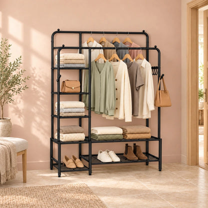 Schwerlast-Kleidersystem Leon – bis 246 kg, mit Stangen und Ablagen - nestful