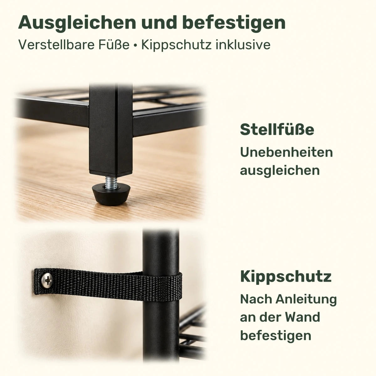 Schwerlast-Kleidersystem Leon – bis 246 kg, mit Stangen und Ablagen - nestful