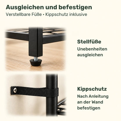 Schwerlast-Kleidersystem Leon – bis 246 kg, mit Stangen und Ablagen - nestful