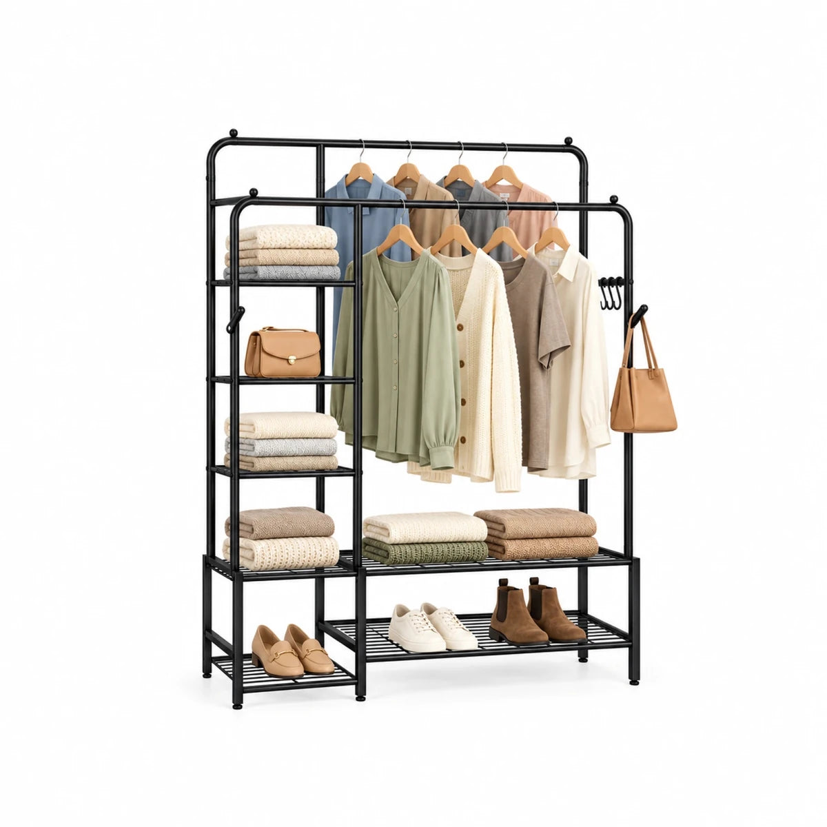 Schwerlast-Kleidersystem Leon – bis 246 kg, mit Stangen und Ablagen - nestful