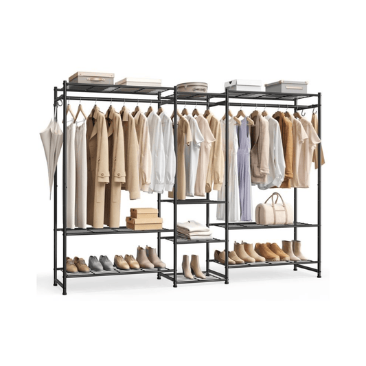 Schwerlast - Kleidersystem mit 10 Ablagen – Matteo – Offener Kleiderschrank aus Stahl - nestful
