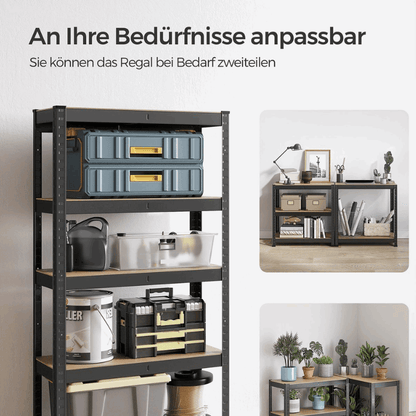 Schwerlastregal - Leon - 150x75x30cm - Schwarz - nestful