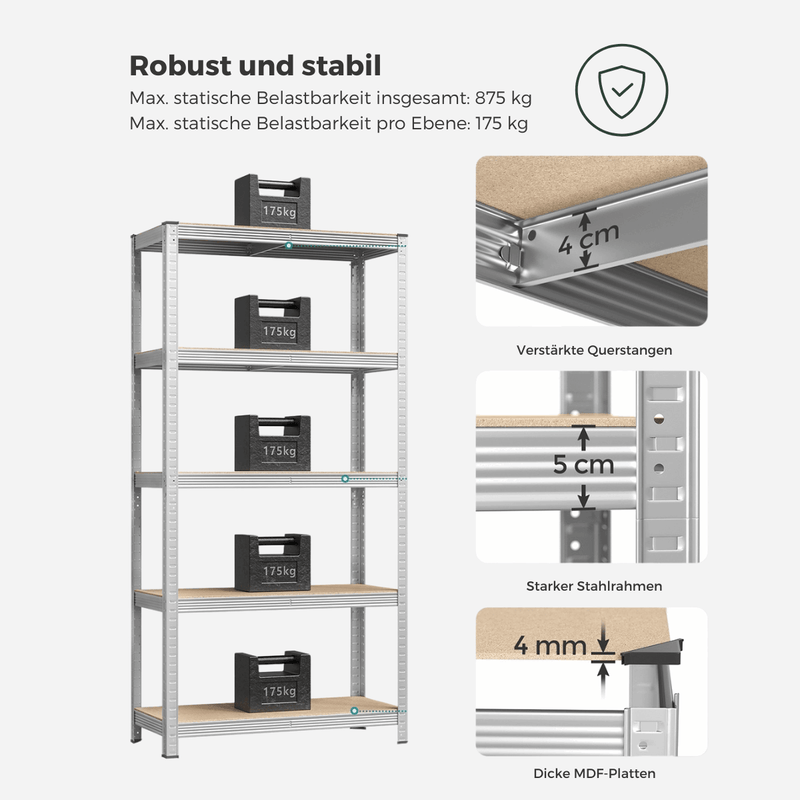 Schwerlastregal - Max - 180x90x40cm bis 875 kg belastbar - 2er Set - nestful
