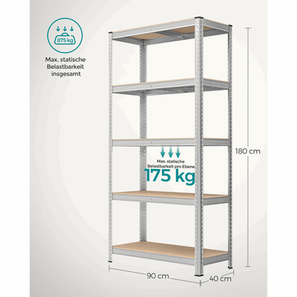Schwerlastregal - Max - 180x90x40cm bis 875 kg belastbar - 2er Set - nestful