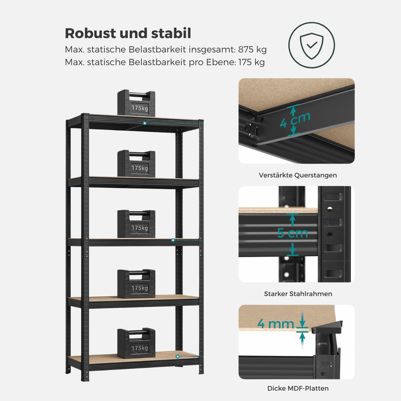 Schwerlastregal - Max - 180x90x40cm bis 875 kg belastbar - 2er Set - nestful