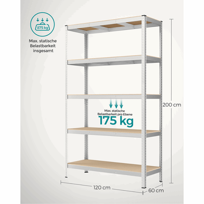 Schwerlastregal - Max Plus - 200x120x60cm bis 875 kg belastbar - 2er Set - nestful