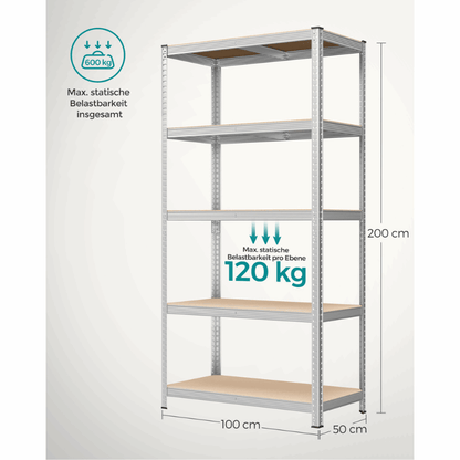Schwerlastregal - Tobias - 200x100x50cm bis 600 kg belastbar - nestful