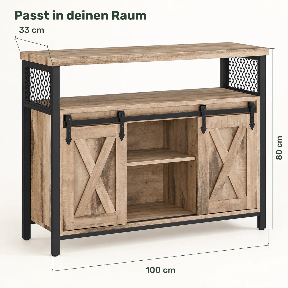 Sideboard 100 cm – Mats – mit 2 Schiebetüren - nestful