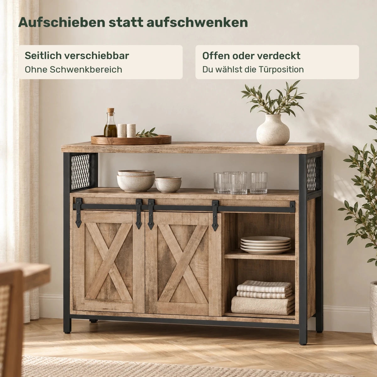 Sideboard 100 cm – Mats – mit 2 Schiebetüren - nestful