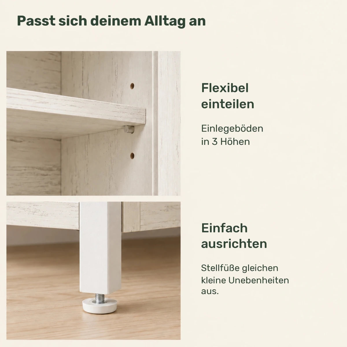 Sideboard 100 cm – Silas – mit 3 teilverglasten Türen - nestful
